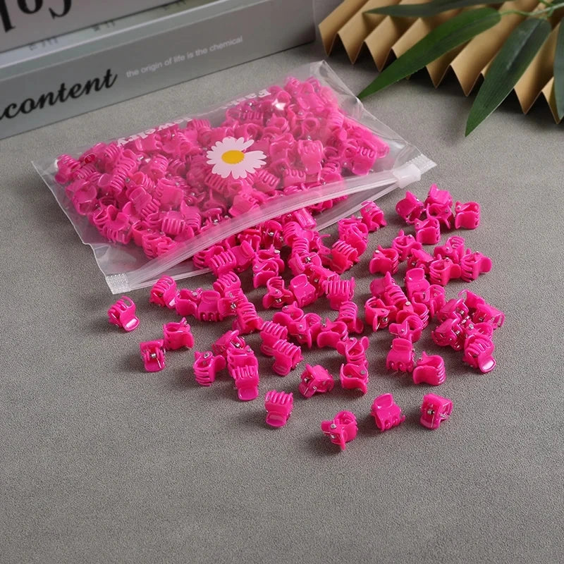 50pcs Girls Small Hair Claw Clips Colorful Plastic Clips Hairpin Flower Heart Mini Multi-Shape Hair Claw Kids Hair Accessories