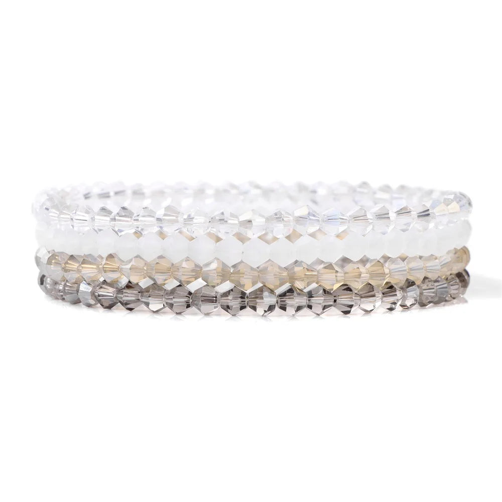 Crystal Bracelet Shiny 4Pcs/Set Faceted Czech Austria Crystal Beads Bracelet Women Men Bangles Shiny Jewelry Fashion Party Y2K