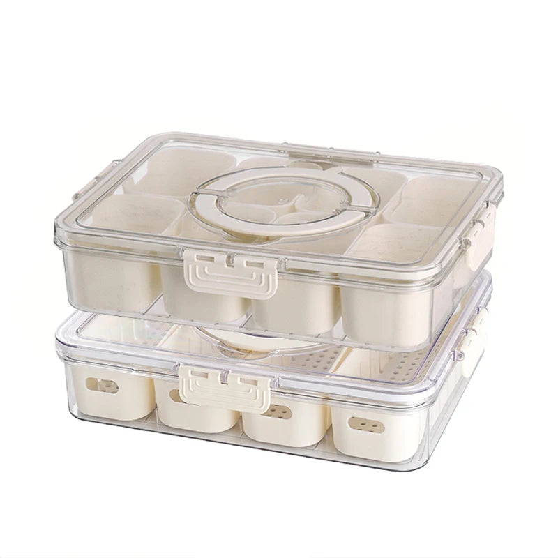 Tejesa 1/2pcs household storage box portable snack fruit box fresh-keeping box spice box cover 8 /4 compartment kitchen.
