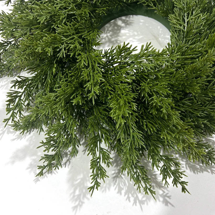 Tejesa Handmade Christmas Cypress Wreath for Front Door 18inch Real Touch Artificial Cedar Wreath Christmas Home Outdoor Decor