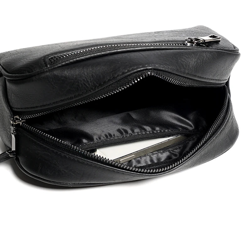 Fashion Printing Men's Bag Handbag High Quality PU Leather Clutch Bags Money Purse For Men Wasit Strap Wallets Man Pouch Bolsos