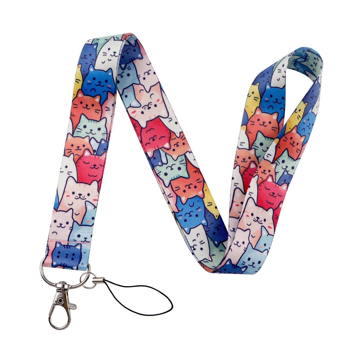 Cartoon Funny Cats Neck Strap Lanyard for Keys Keychain Badge Holder ID Credit Card Pass Mobile Phone Charm Accessories
