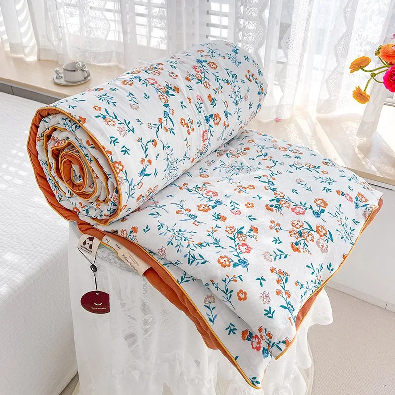 Quilt Double Layer Yarn Soybean Fiber Mother And Baby Grade Soft Glutinous Summer Cool Quilt Comfortable Breathable Home Textile