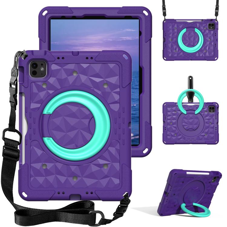 Magic Ring Rotation Holder Shockproof Tablet Case with Shoulder Straps, For iPad 2026 / 2025 / Air 11 2026 / 2025