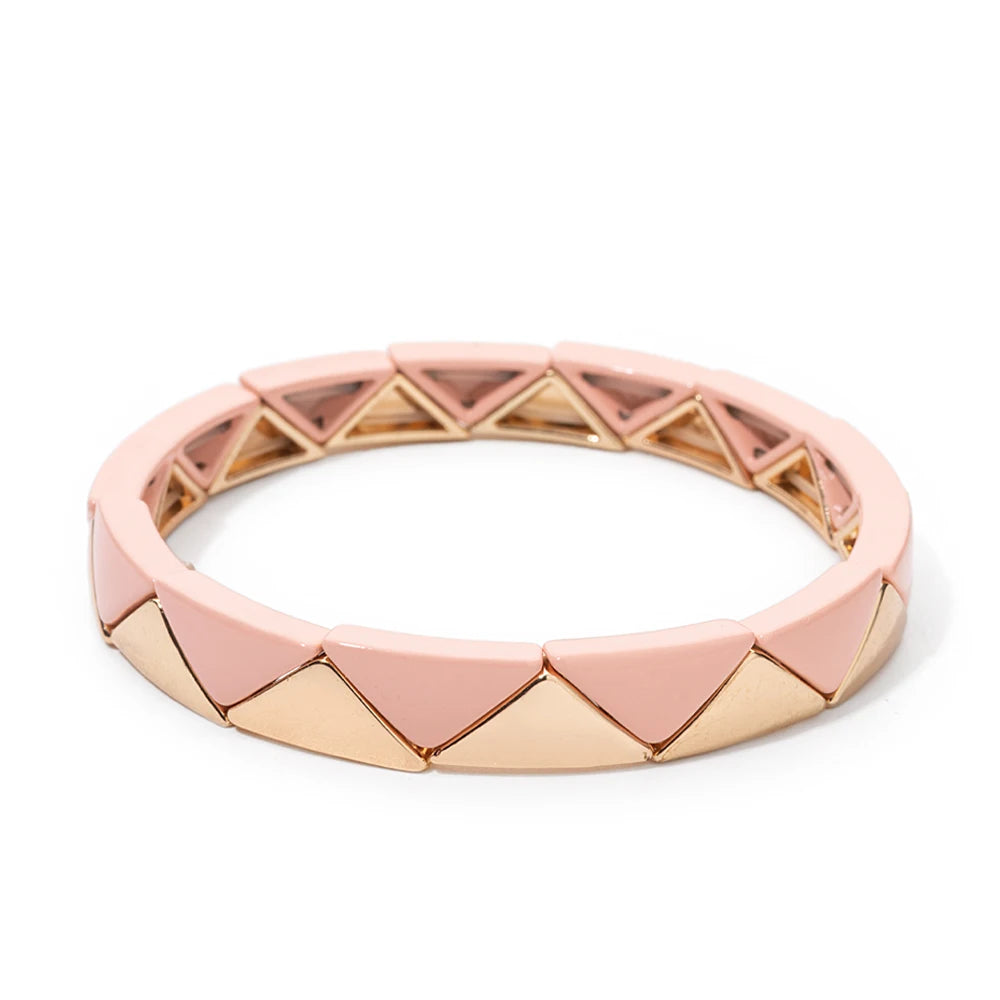 Tejesa 6.5x13mm Colorful  Triangle Enamel Elastic Beads Bracelets For Women/Girls