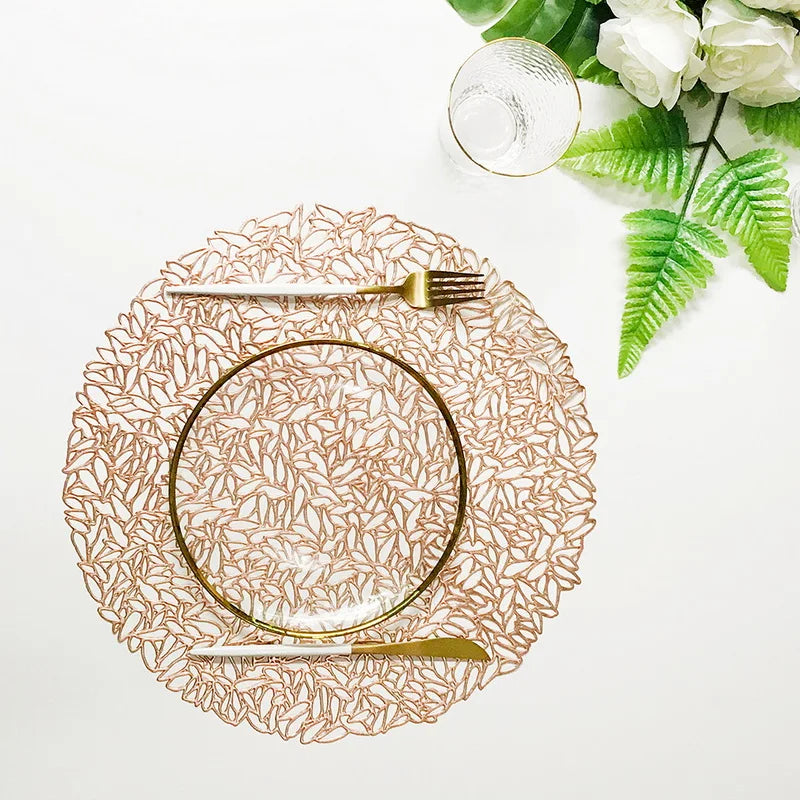 Hemasa Set of 4 Table Decoration PVC Placemat available in Round, Leaf and Hibiscus Flower Shape.