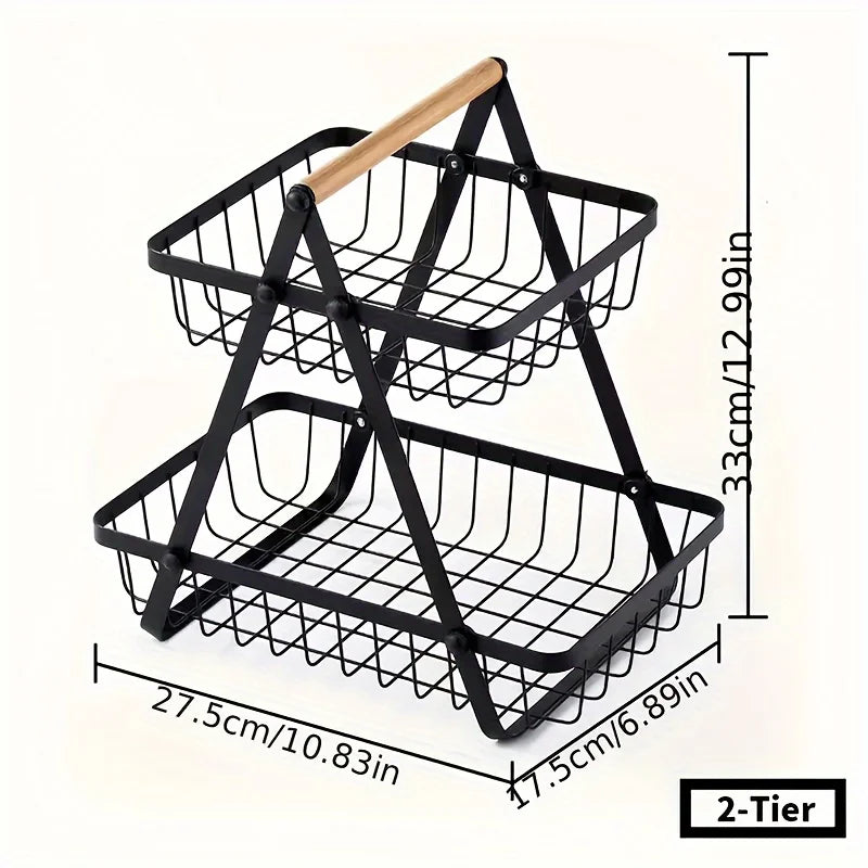 Multi-Layer Countertop Fruit Basket, Fruit Bowl, Bread Basket, Vegetable Rack for Kitchen Storage, Storage Basket for Living Room, Basket and Bowl Rack, Detachable Wire Basket for Bathroom Storage, Suitable for Home, Dining R