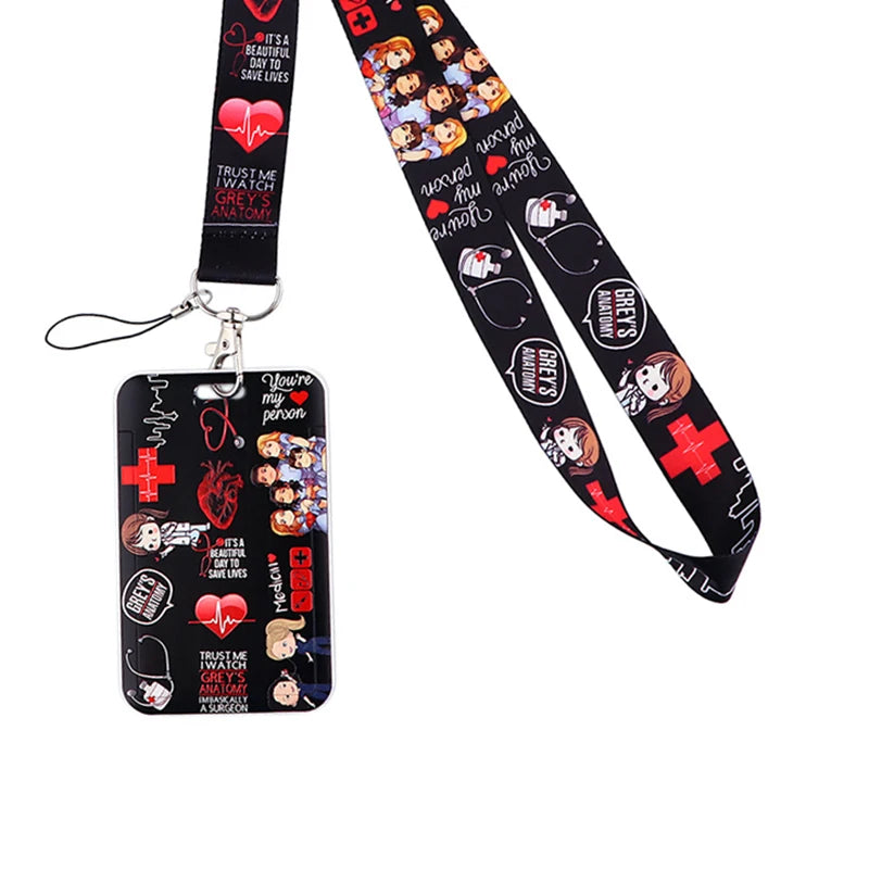 Dentist Doctor Nurse Cartoon Credential Neck Strap Lanyards Keychain ID Card Pass Hang Rope Lariat Key Chain Ring Badge Holder