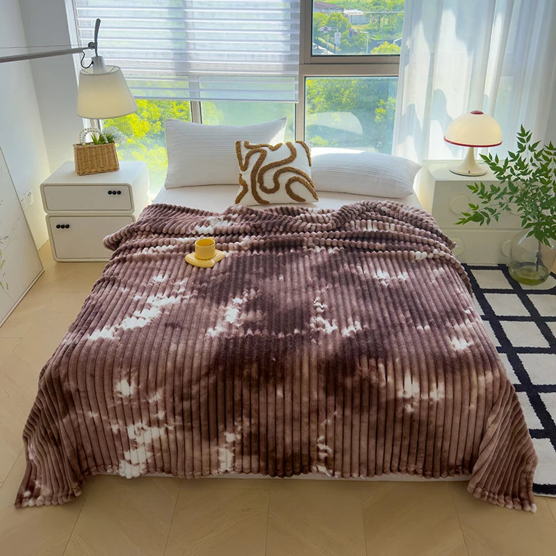 Single/Queen/Super King Thicker Fleece Throw Blanket for Bed or Sofa , Soft Plush Blanket