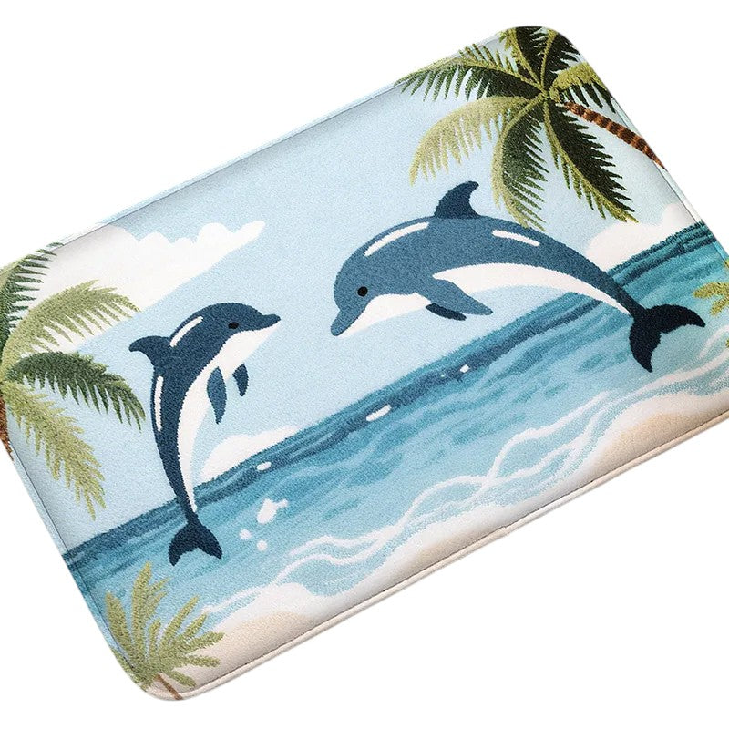 Tejesa Beach and Seaside Shower Room Carpet Toilet Water Absorbing Foot Mat Decorative Mat Bathroom Door Mat Machine Washable