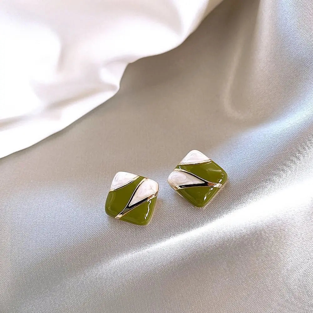 Hemasa Dripping Oil Fashion Jewelry Alloy Ear Studs Women Square Earrings Girl Stud Earrings Korean Style Earrings