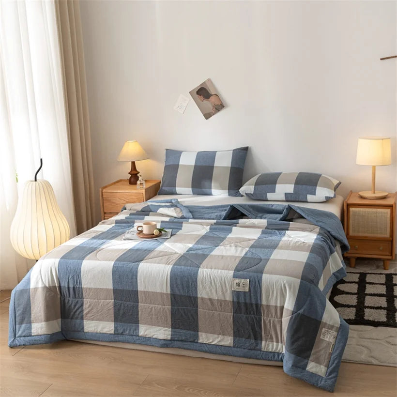 Tejesa Summer 100% Cotton Thin Quilt Comforter Soft Air Conditioning Quilt/Duvet/Blanket Lightweight Bed Cover Soft Bedding