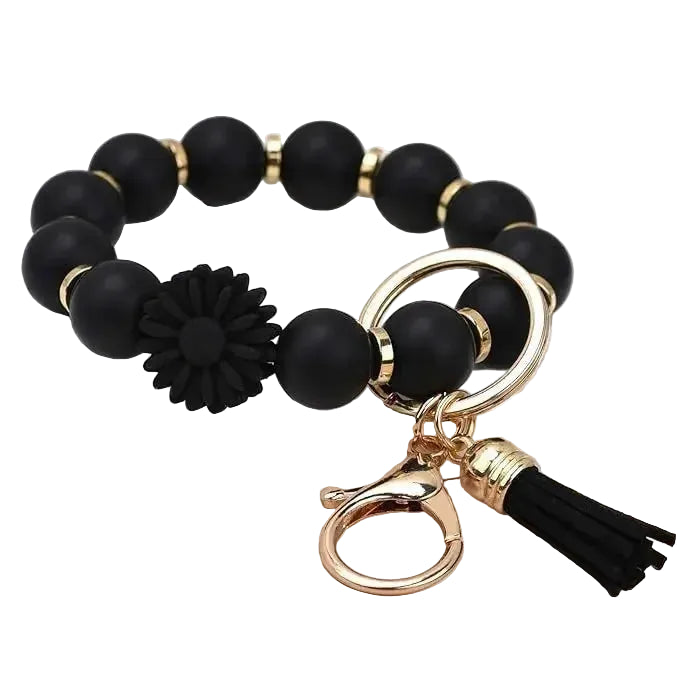Hemasa Handmade Daisy Silicone Beads Bracelet Keychain /Anti-Lost Wallet Pendant Ring Holder