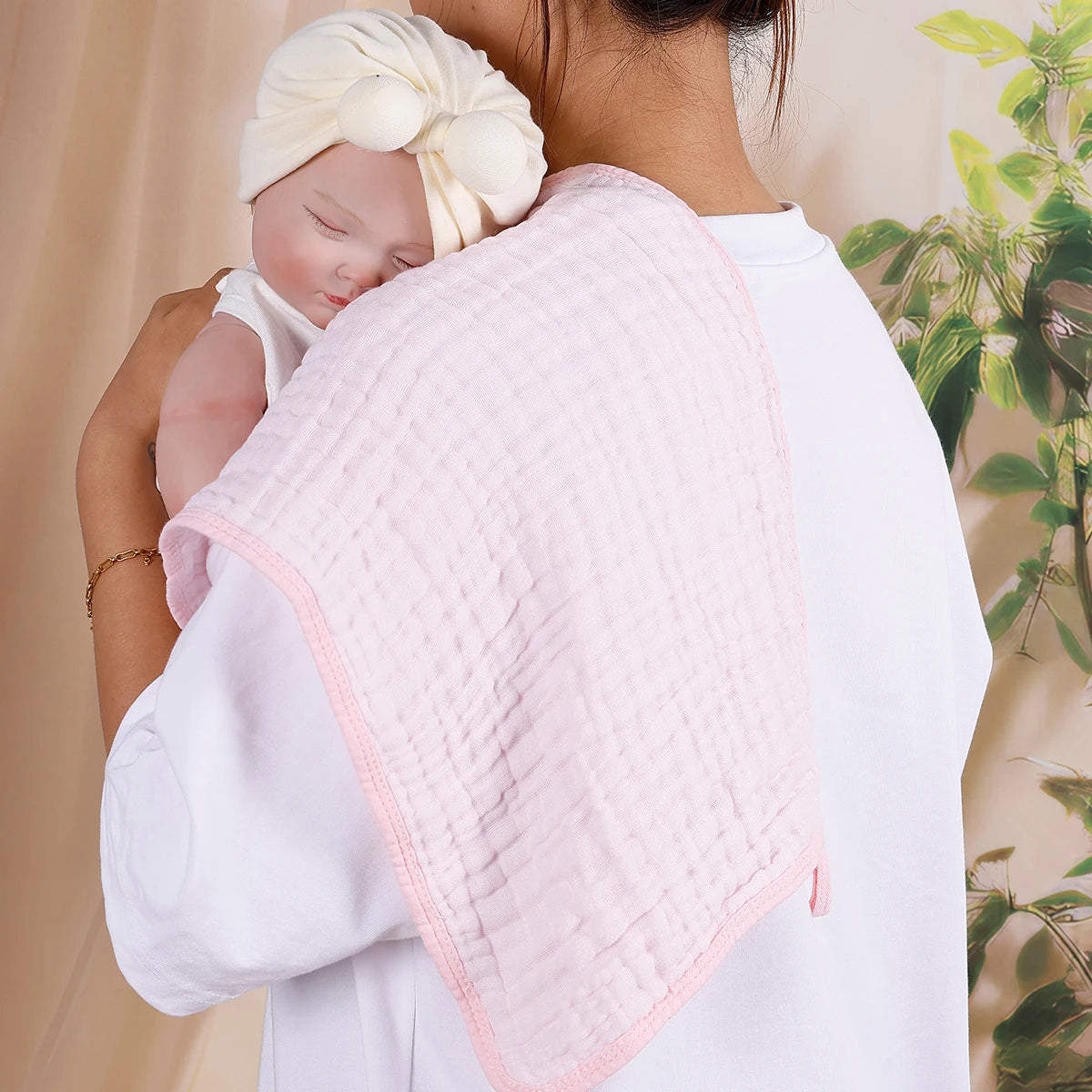 Tejesa 6pcs Set Breathable All Season Baby Muslin Burp Cloth 100% Cotton Newborn Bib Face Towel Size 50x30cm