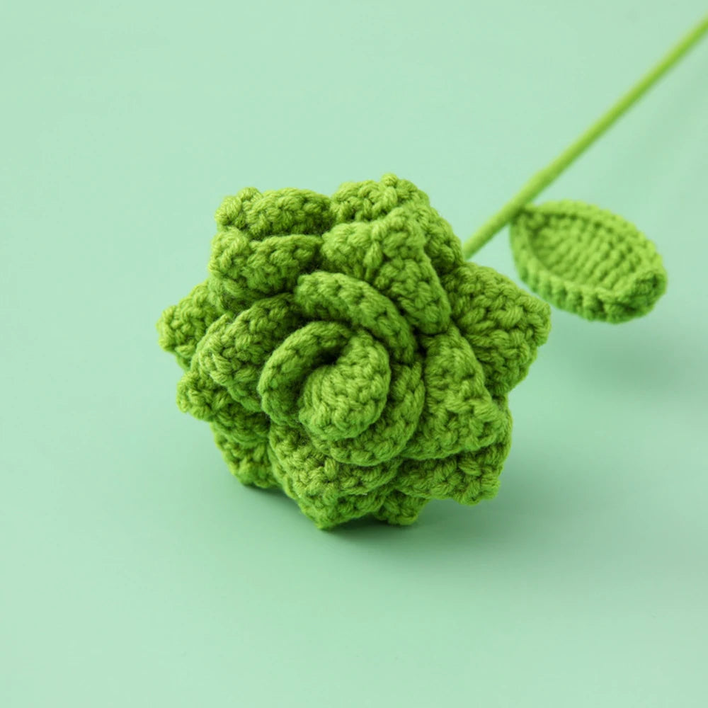 Hemasa 5Pcs Rose Knitted Crochet  Flowers /Wedding Bouquet Flower /Knitted Bouquet Home Party Decor  Friends Gift