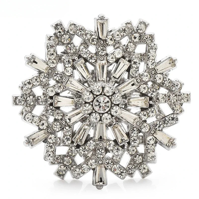 Exaggerated Rotatable Christmas Snowflake Brooches Pins for Women Unisex 6-color Winter Flowers New Year Party Brooch Gifts