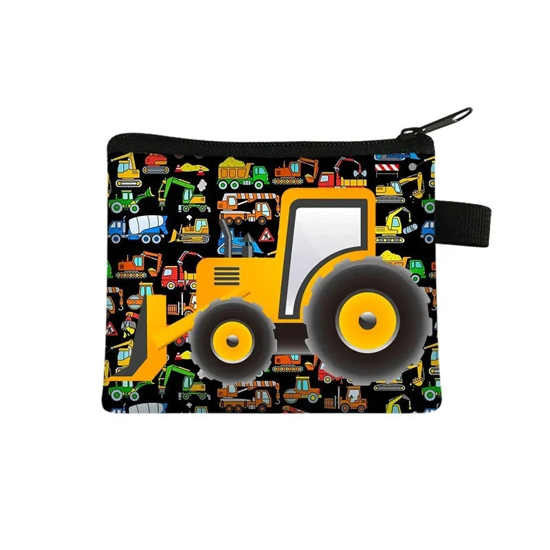 Tejesa Cartoon Coin Purse Keychain Zipper Pouch Kids Wallet Coin Bag Cute Excavator Purses and Handbags Small bag