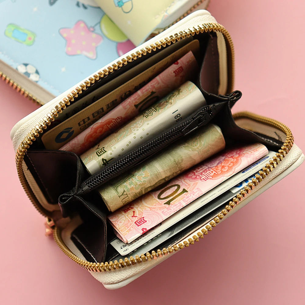 Hemasa Cartoon Hello Kitty Wallet for Women Small Short Wallets Zipper Coin Purse Girls Students Credit Card Bag