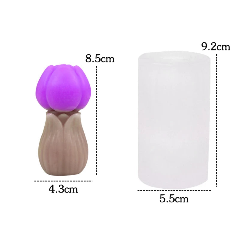 Hemasa 3D Tulip Bouquet Silicone Candle Molds Handmade Lavender Flower Soap Plaster Resin Crafts Mold DIY Chocolate Cake Baking Tools