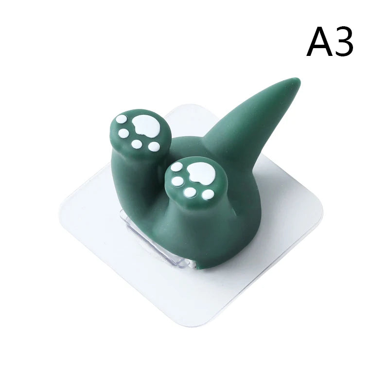 Cartoon Animal Tail Toothbrush Holder Punch-Free Wall Hook Cute Self-adhesive Bathroom Towel Hook Children Toothbrush Holder