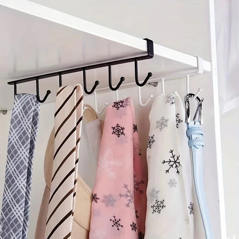1pcs Kitchen Shelf Storage Clothes Hanging Organizer Cup Holder Glass Mug Holder 6 Hooks Storage Rack Kitchen Accessories