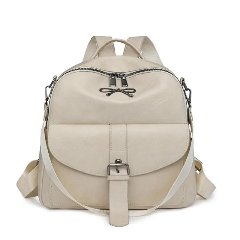 Tejesa Women's  Leather Casual Backpack Waterproof Middle and High School Students Cross Shoulder Single Shoulder Handbag