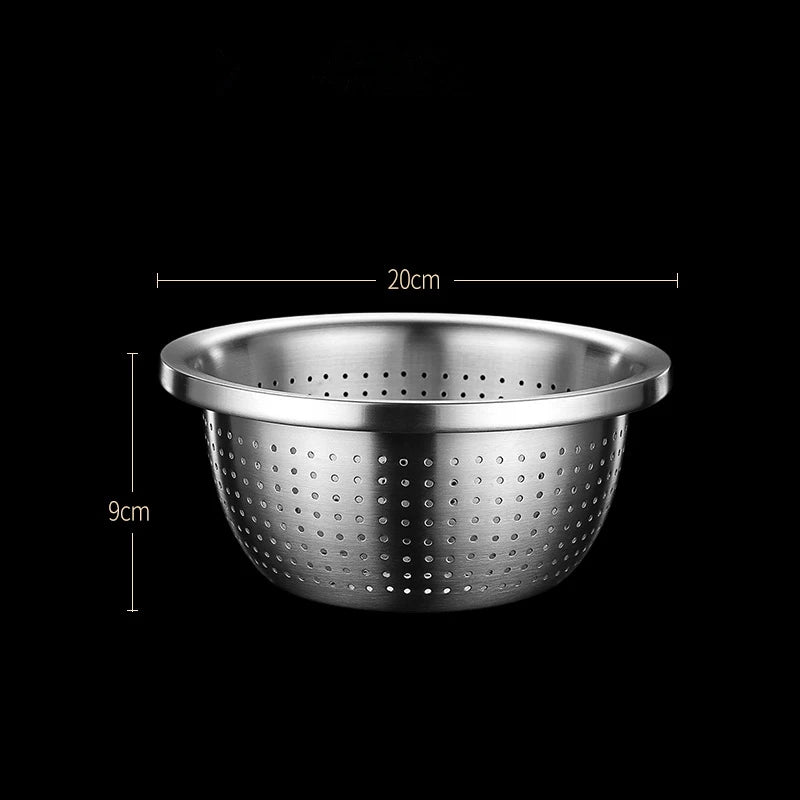 Hemasa Stainless Steel Drain Basket /Colander Round Rice Cleaning Sieve /Fruit Vegetable Washing Basin Strainer Filter