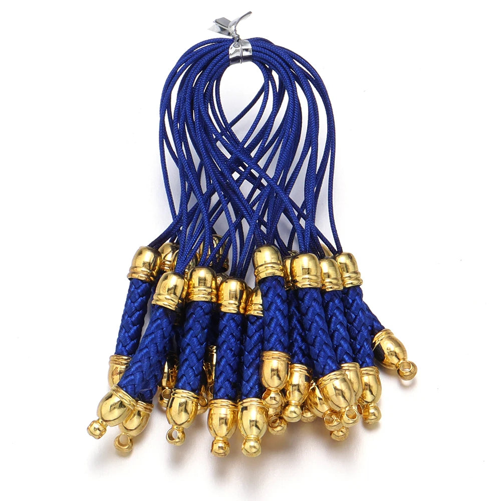 Tejesac 10pcs/Lot 13 Colors Lanyard Lariat Straps with Gold Color Clasp/ Keychain Hooks Rope Bags Charms