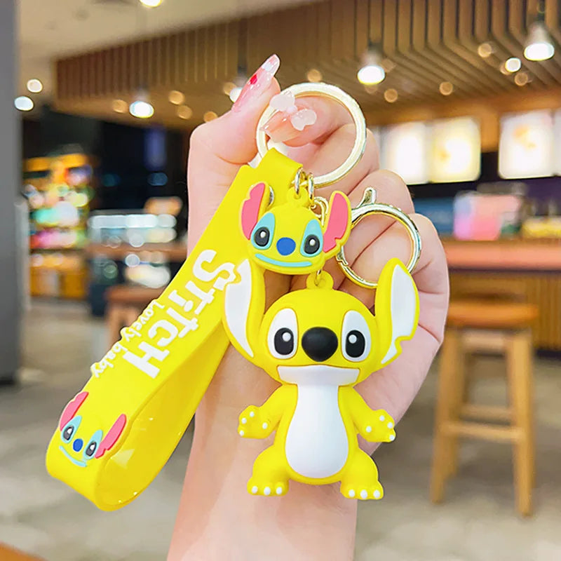 2024 New Purple Stitch Keychain Disney Stitch Figure Doll Keyring Bag Pendent Car Ornaments Key Accessories Kids Toy Xmas Gifts
