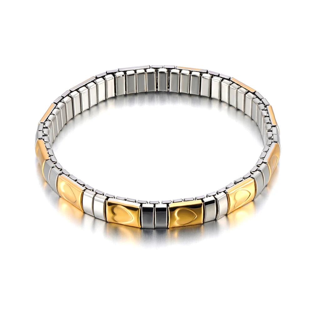 Lokaer 316L Stainless Steel CZ Crystal Elasticity Chain Bracelets For Women Real Gold Plated Trendy Waterproof Jewelry B23138
