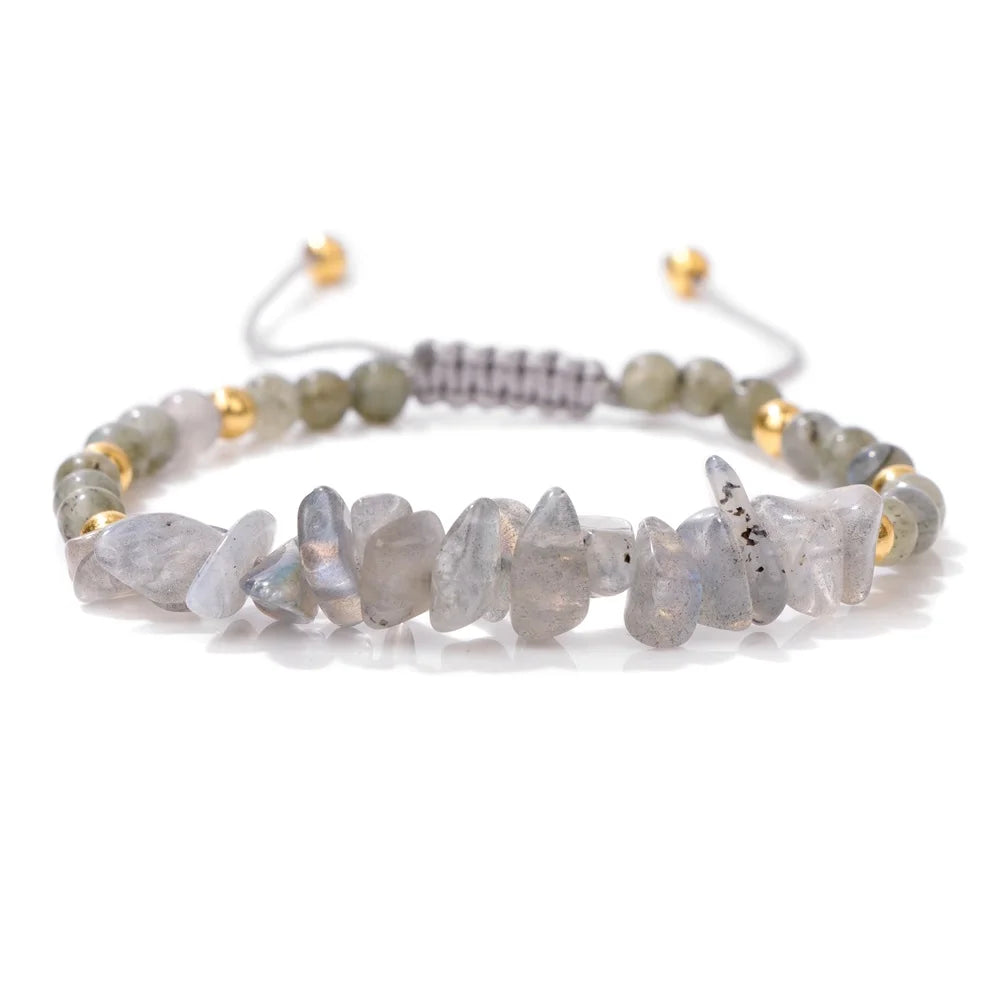 Tejesa Irregular Natural Gem Crystal Stone Beads Bracelet Braided Obsidian Aventurine Amethysts Aquamarin Opal Chip Bracelets For Women
