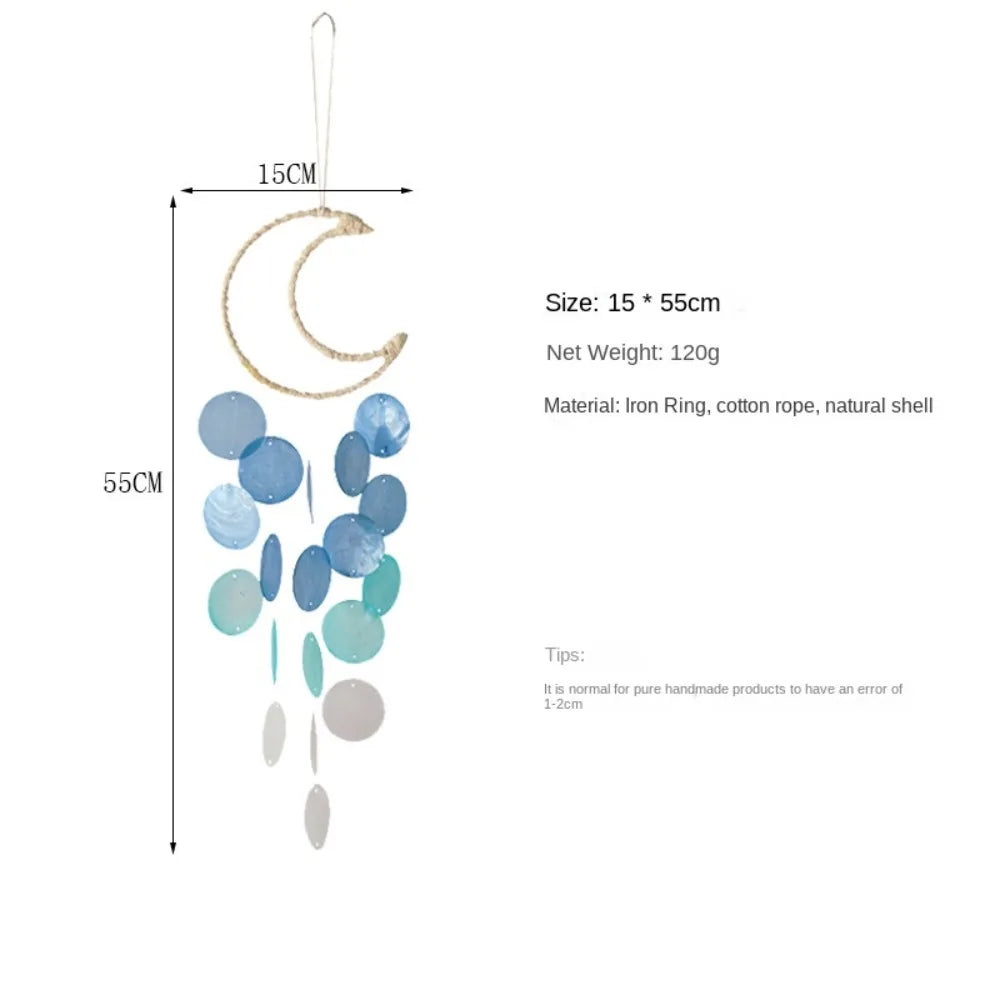 Hemasa Circle Shell Wind Chimes With crisp ringtones Hanging Shell Moon Shell Pendant Natural Shell Home Decoration Dream Catchers