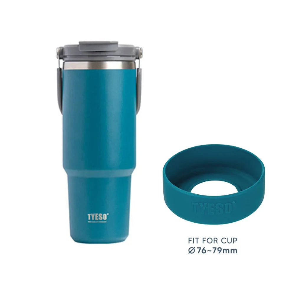 Tyeso 1200ml 40oz Tumbler With Handle and Silicone Coaster Coffee Cup Stainless Steel Vacuum Thermal Insulated Mug Cold Storage