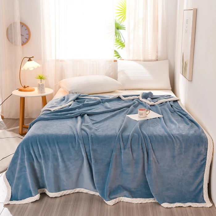 Solid Flannel Blankets for Beds Soft Warm Fluffy Faux Fur Mink Throw Solid Color Sofa Cover Bedspread Lightweight Blanket
