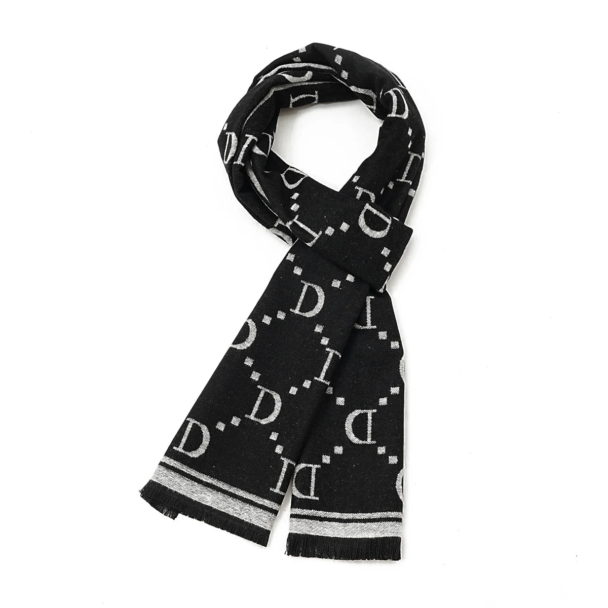 Men's Autumn Winter Double-Sided Fashion Print Soft Warm Short Beard Scarf Wool Blend Travel Photography Holiday Gift Suitable O