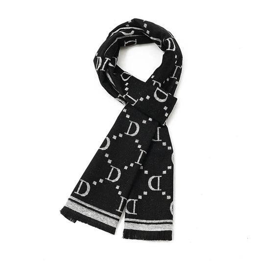 Men's Autumn Winter Double-Sided Fashion Print Soft Warm Short Beard Scarf Wool Blend Travel Photography Holiday Gift Suitable O