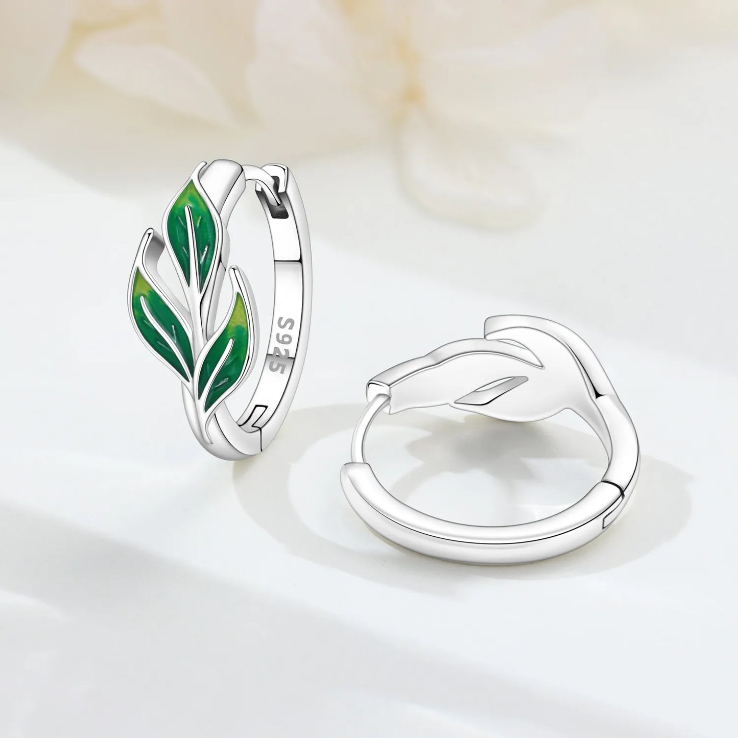 Orstarry S925 Sterling Silver Earrings Exquisite Elegant Green Leafed Bell Orchid Earring For Women Birthday Gift Silver Jewelry
