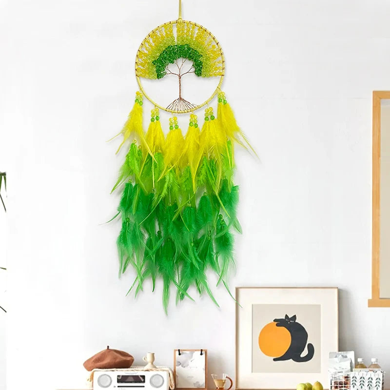 Hemasa  Hand-woven Crystal Wind Chime Hanging  Dream Catcher  For Living Room Bedroom Creative Festival Holiday Gifts Home Decor