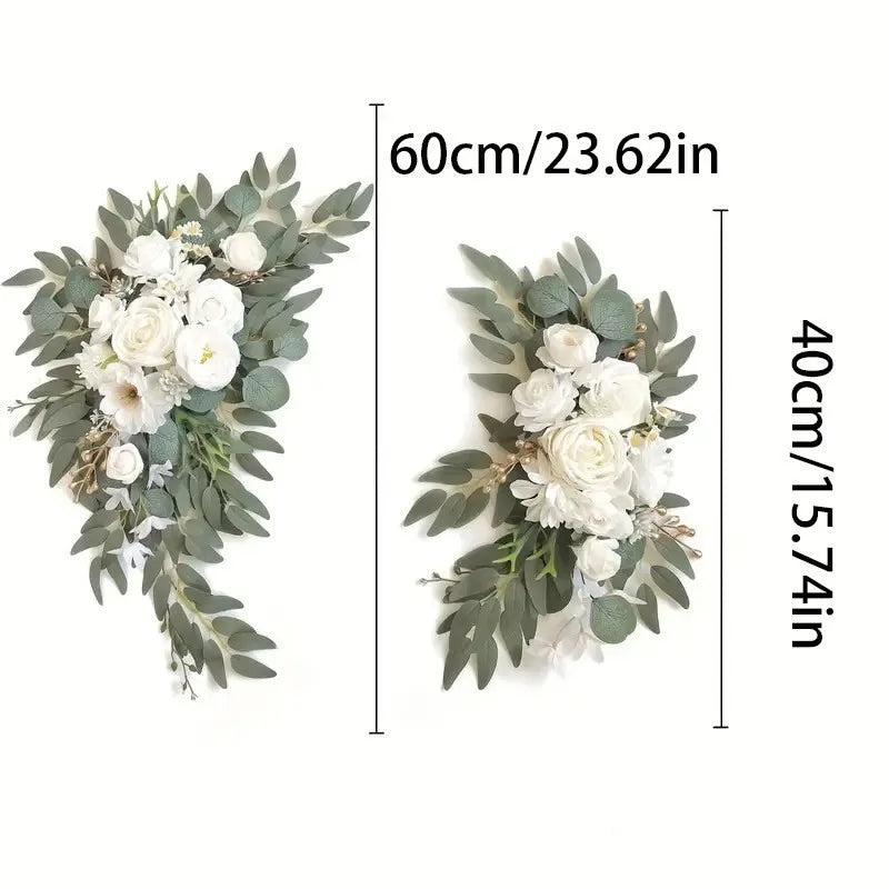 Tejesa Artificial Wedding Arch Flowers Kit Boho Dusty Rose Blue Eucalyptus Garland Drapes for Wedding Decorations Welcome Sign