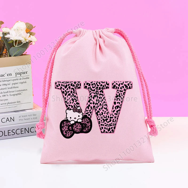 Sanrio Hello Kitty Drawstring Bagfor  Kids /Anime Letter Printed Bags Cookies Candy Storage Bag Wedding Jewelry Gift Bag