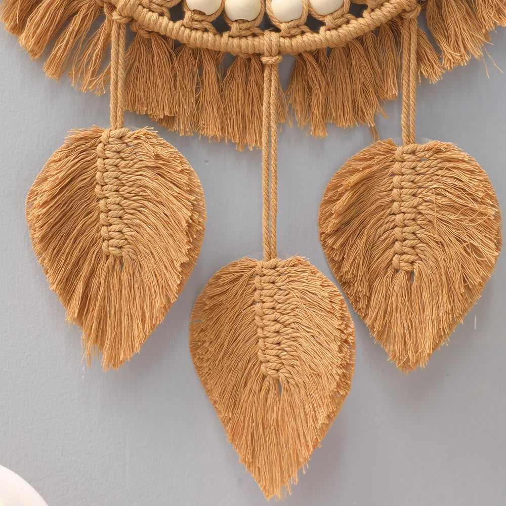 Hemasa Round Wall Mirrors Room Decor Handmade Macrame Decorative Hanging Mirror Living Room Bedroom Home Apartment Decoration