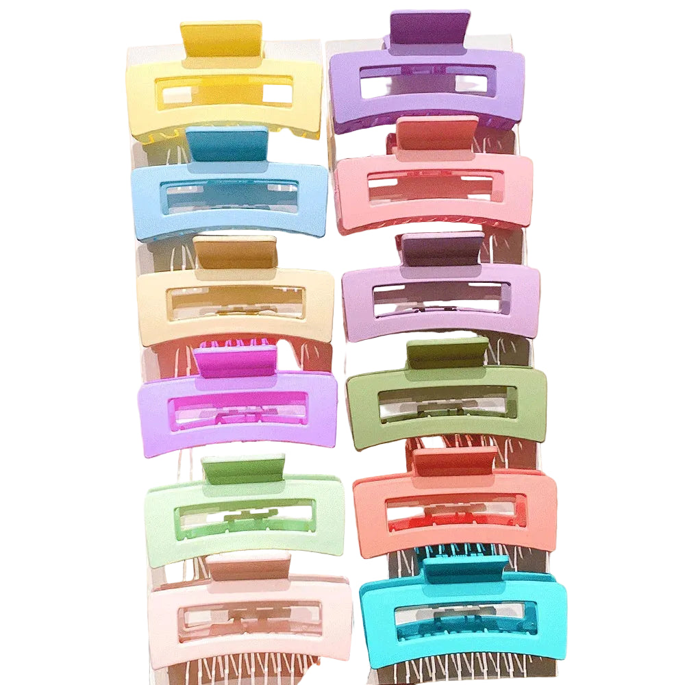 Tejesa 12/6-Pack Solid Color Square Hair Grips Fashionable Everyday Hair Accessories Styling Hairdo Enhancer for Casual Dates Home Use