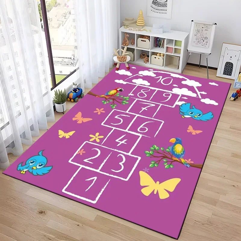 Tejesa Hopscotch Indoor Cartoon Parent-child Game Decoration Carpet Bedroom Bedside Children's Number Game Room Decoration Floor Mat