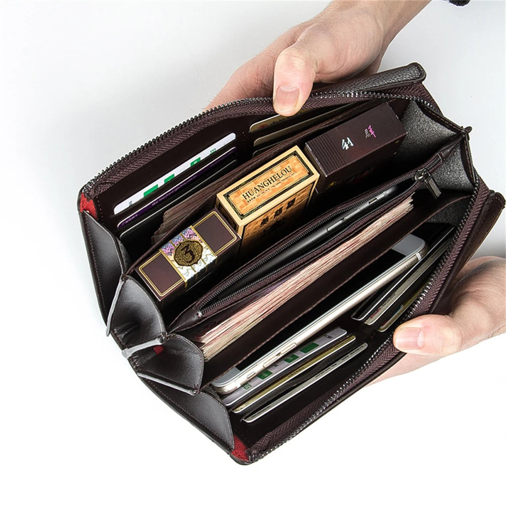 Baellerry Famous Brand Men Wallet Luxury Long Clutch Handy Bag Moneder Male Leather Purse Men's Clutch Bags Carteira Masculina