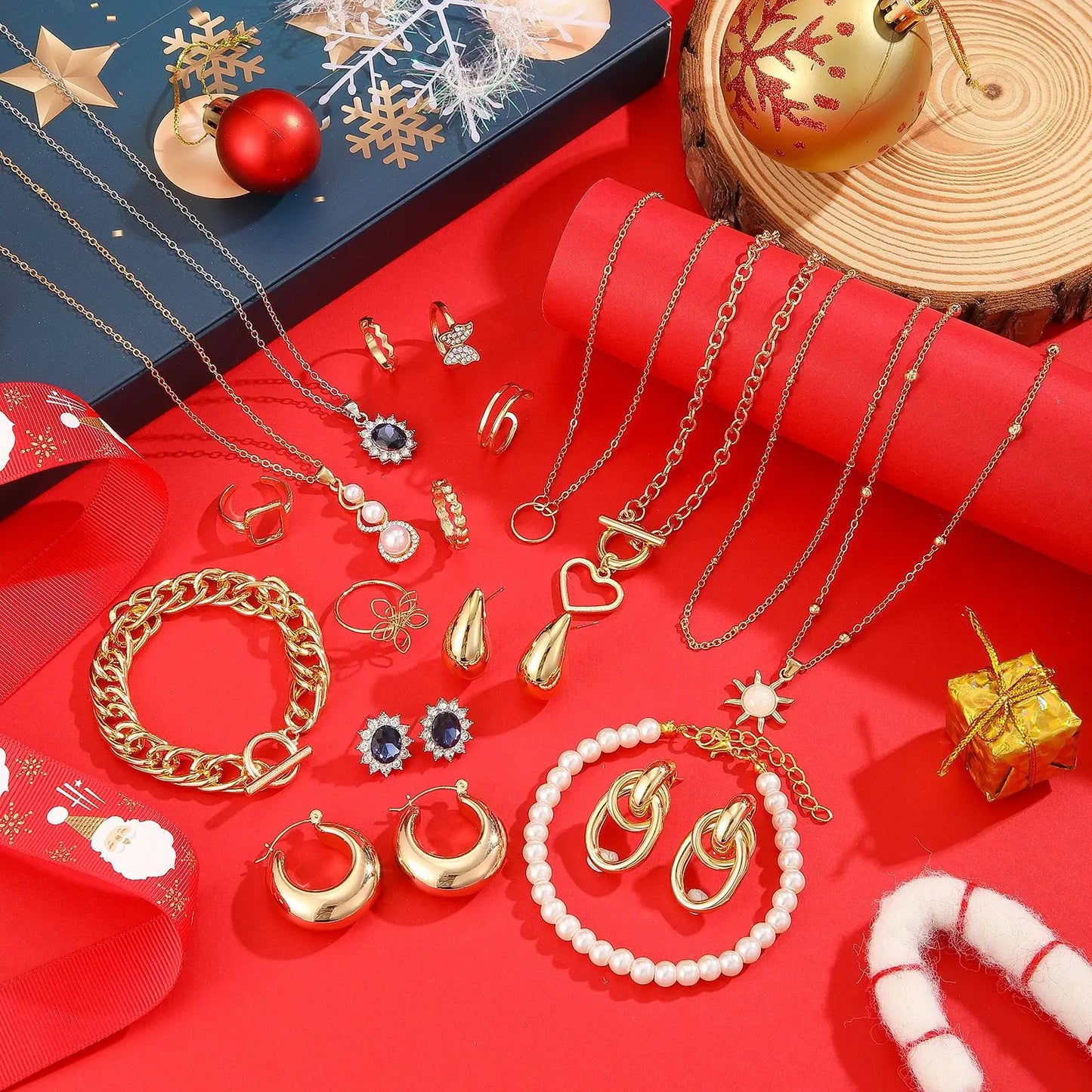 Tejesa Christmas Advent Calendar 24 Days Countdown Necklace Bracelet Blind Box DIY Christmas Decoration Surprise Gift Blind Box