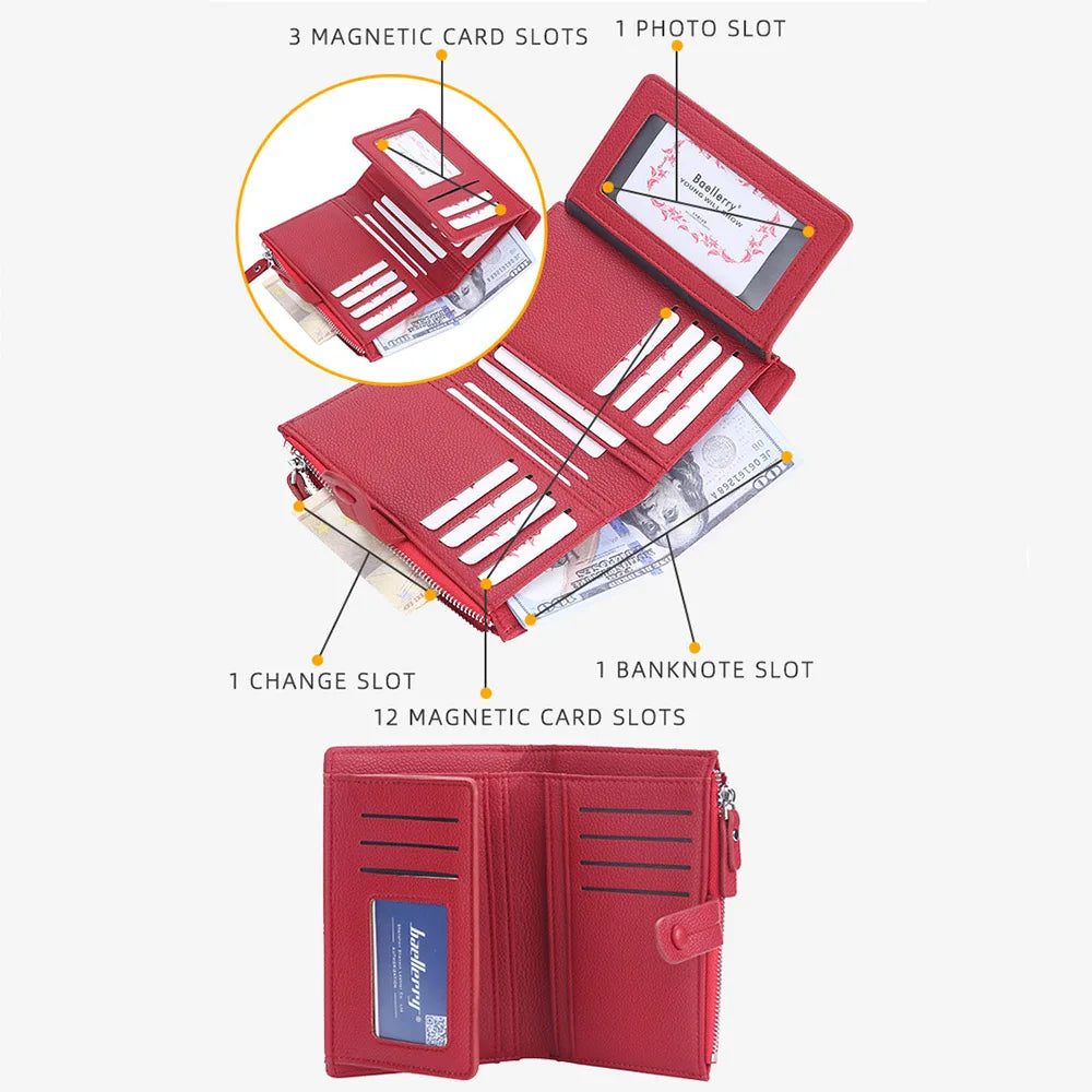 Baellerry Women Wallets Name Customized Top Quality 15 Card Holders Classic Female Purse Zipper Wallet For Girl