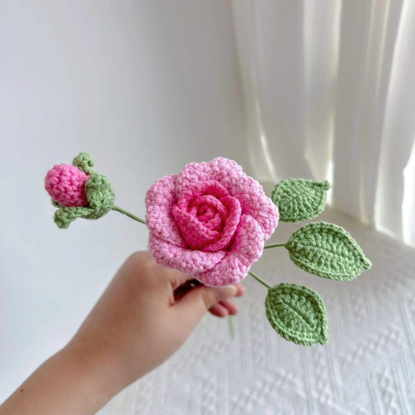 Hemasa 2 Pcs Rose Crochet Bouquet /Knitted Rose Flowers/Handwoven Bouquets