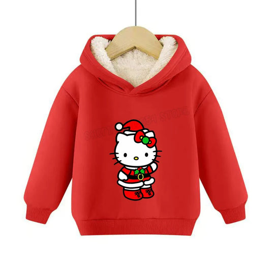 Hemasa Hello Kitty Hoodies Sweatshirt Boys Girls Winter Thickening Pullover Warm Clothes Children Christmas Gift