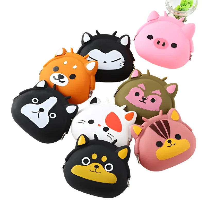 Hemasa Animal cartoon creative clip coin wallet Silicone new coin wallet children's cute key storage bag