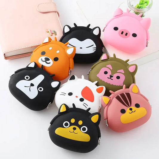 Animal cartoon creative clip coin wallet Silicone new coin wallet children's cute key storage bag